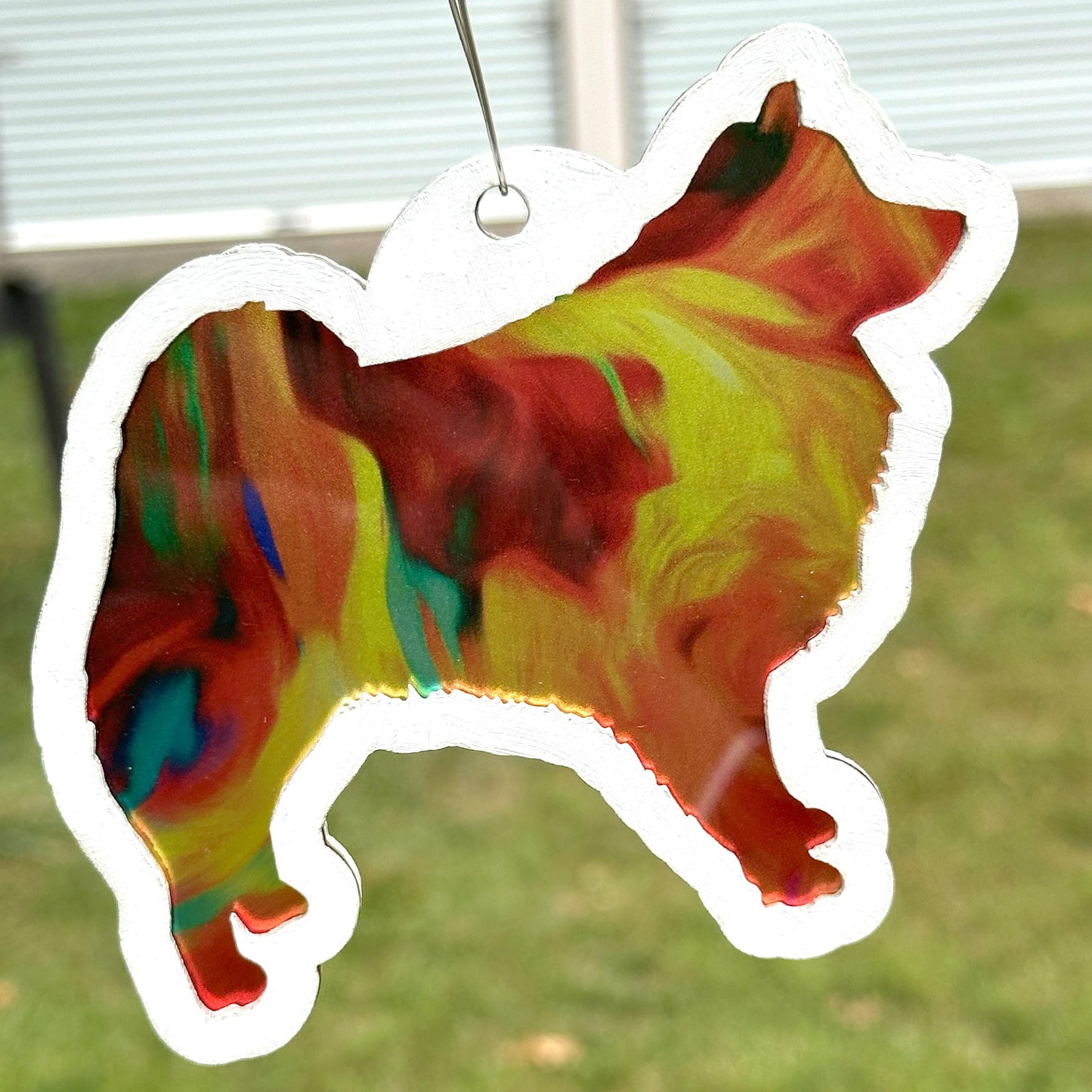 American Eskimo Suncatcher, Hand Painted Double Sided, Dog Lover Gift
