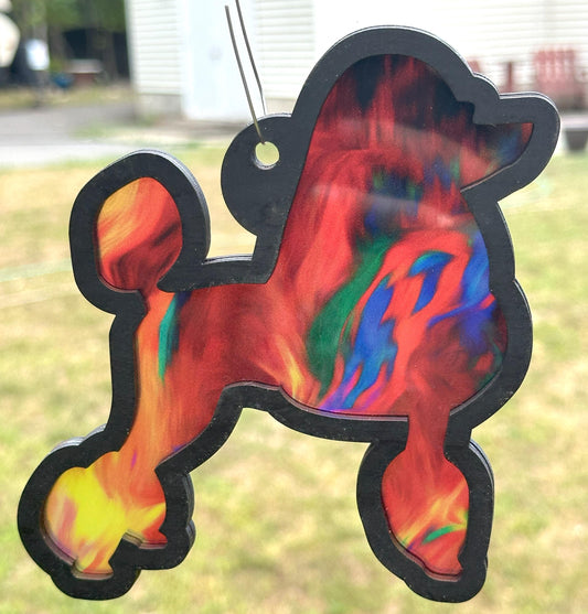 Standard Poodle Suncatcher, Hand Painted Double Sided, Dog Lover Gift