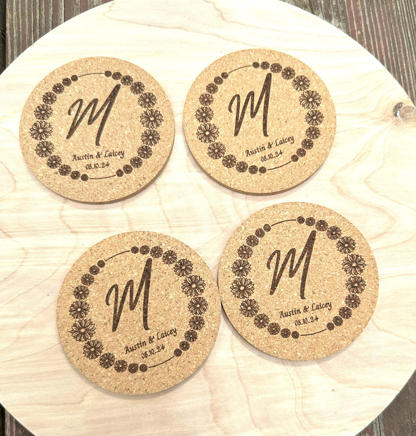 Personalized Wedding Cork Coasters, Wedding Favors