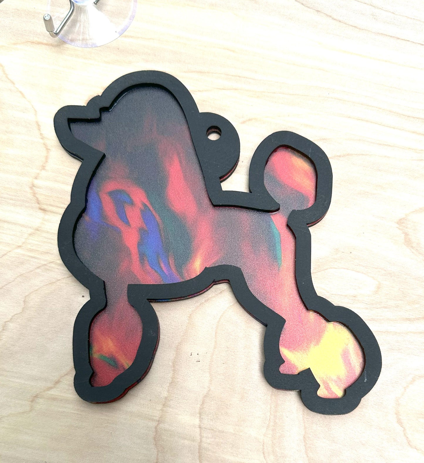 Standard Poodle Suncatcher, Hand Painted Double Sided, Dog Lover Gift