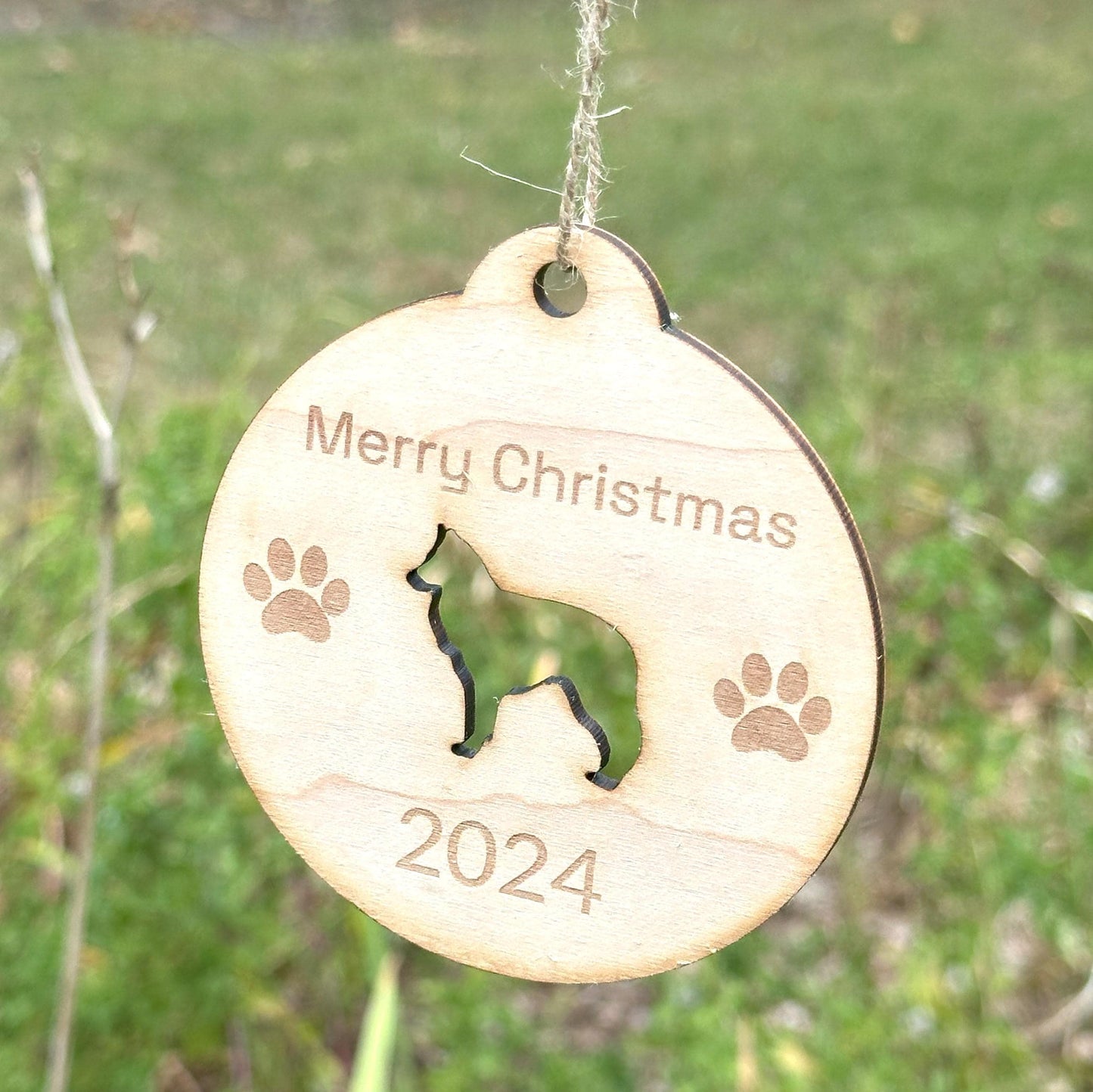 Belgian Sheepdog Christmas Ornament, Maple Wood Laser Cut and Engraved