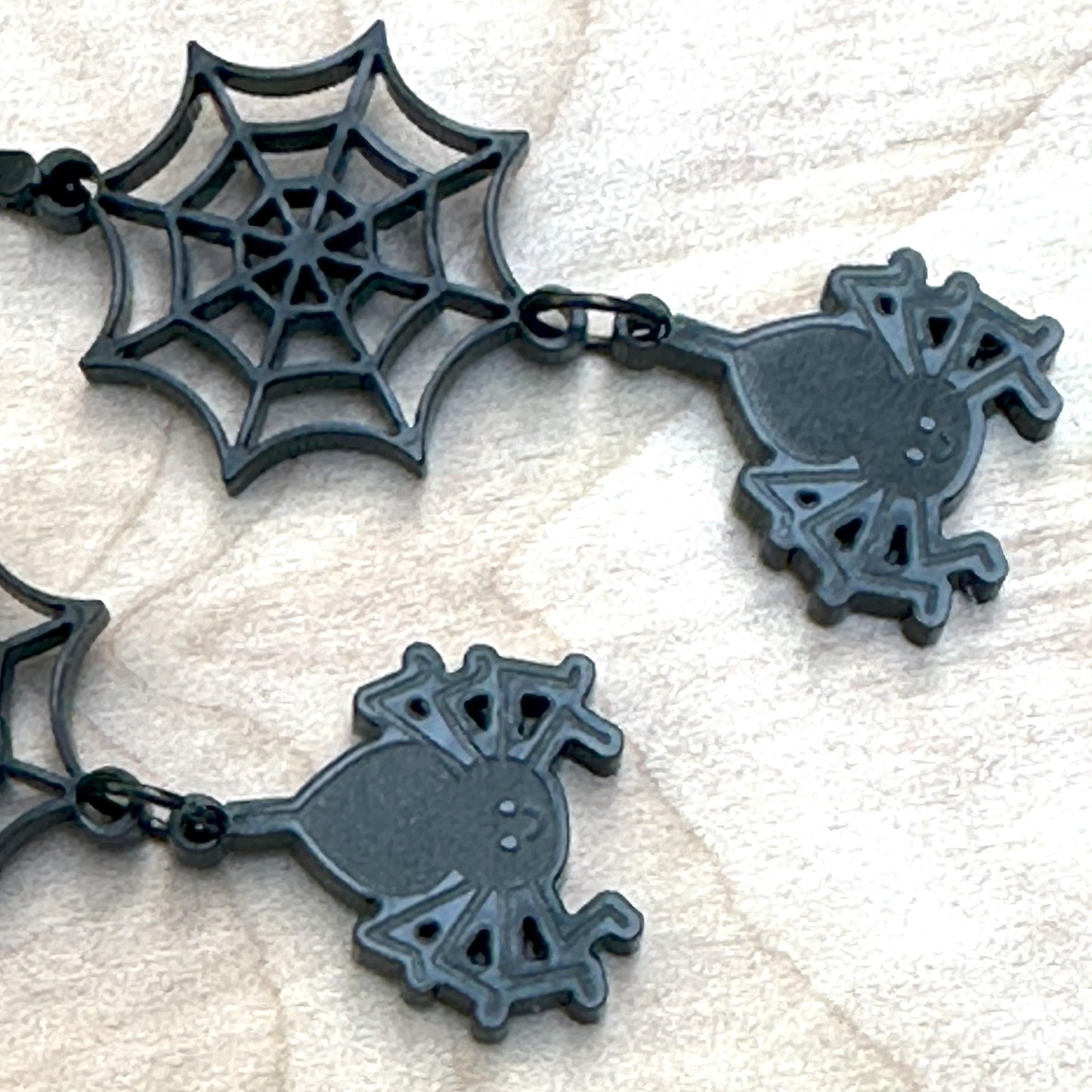 Spider and Spiderweb Earrings, Stainless Steel Ear Wires