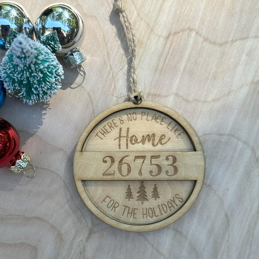 Personalized Engraved Rustic Zip Code Ornament