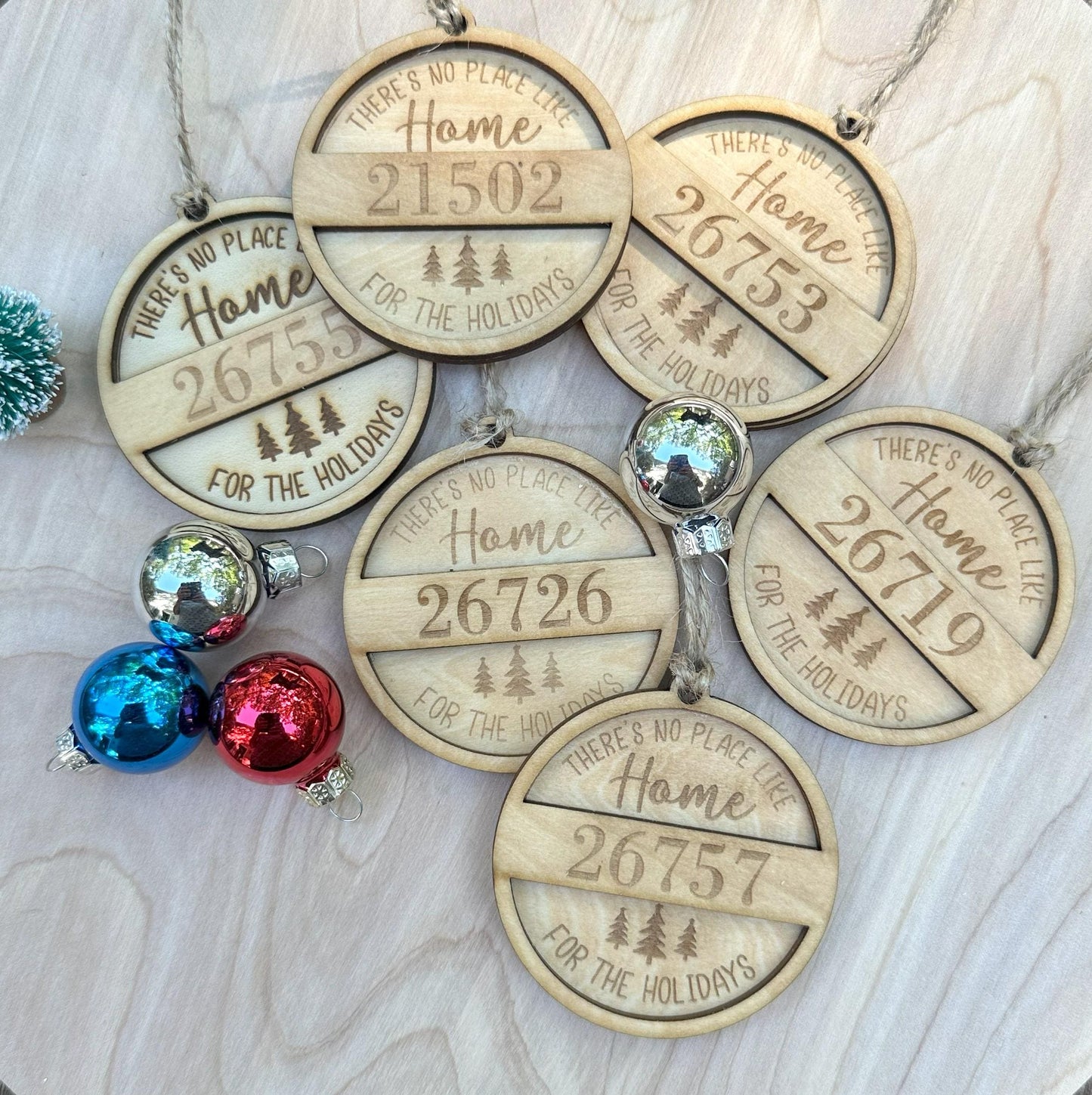 Personalized Engraved Rustic Zip Code Ornament