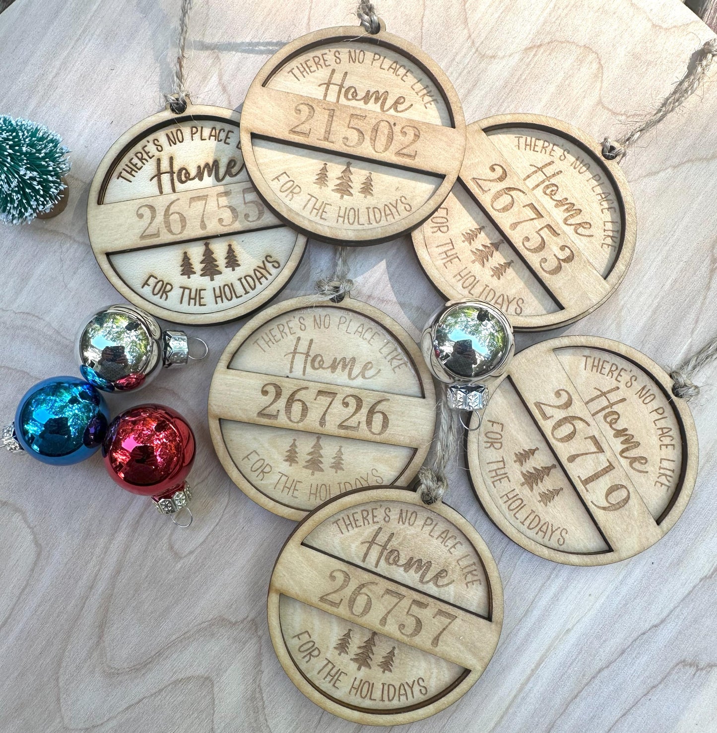 Personalized Engraved Rustic Zip Code Ornament