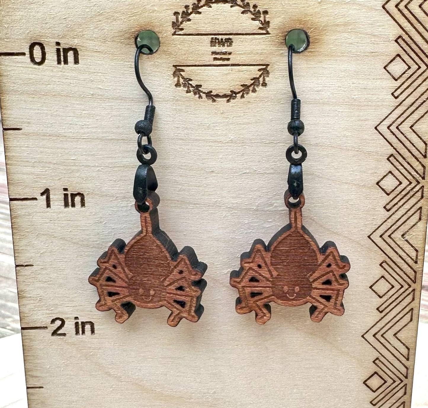 Happy Halloween Spider Earrings, Black Stainless Steel Ear Wires