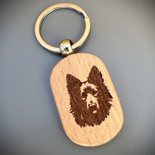 Belgian Sheepdog Wooden Keychain