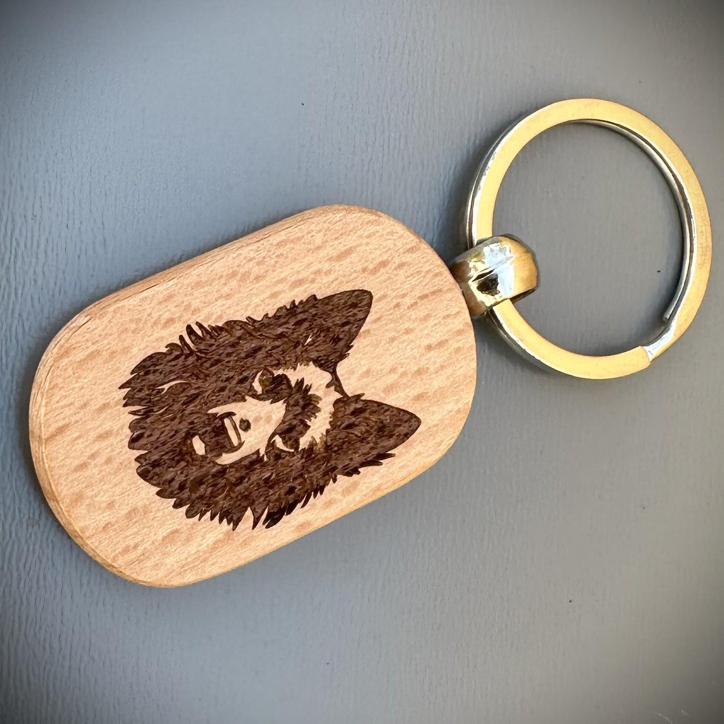 Belgian Sheepdog Wooden Keychain