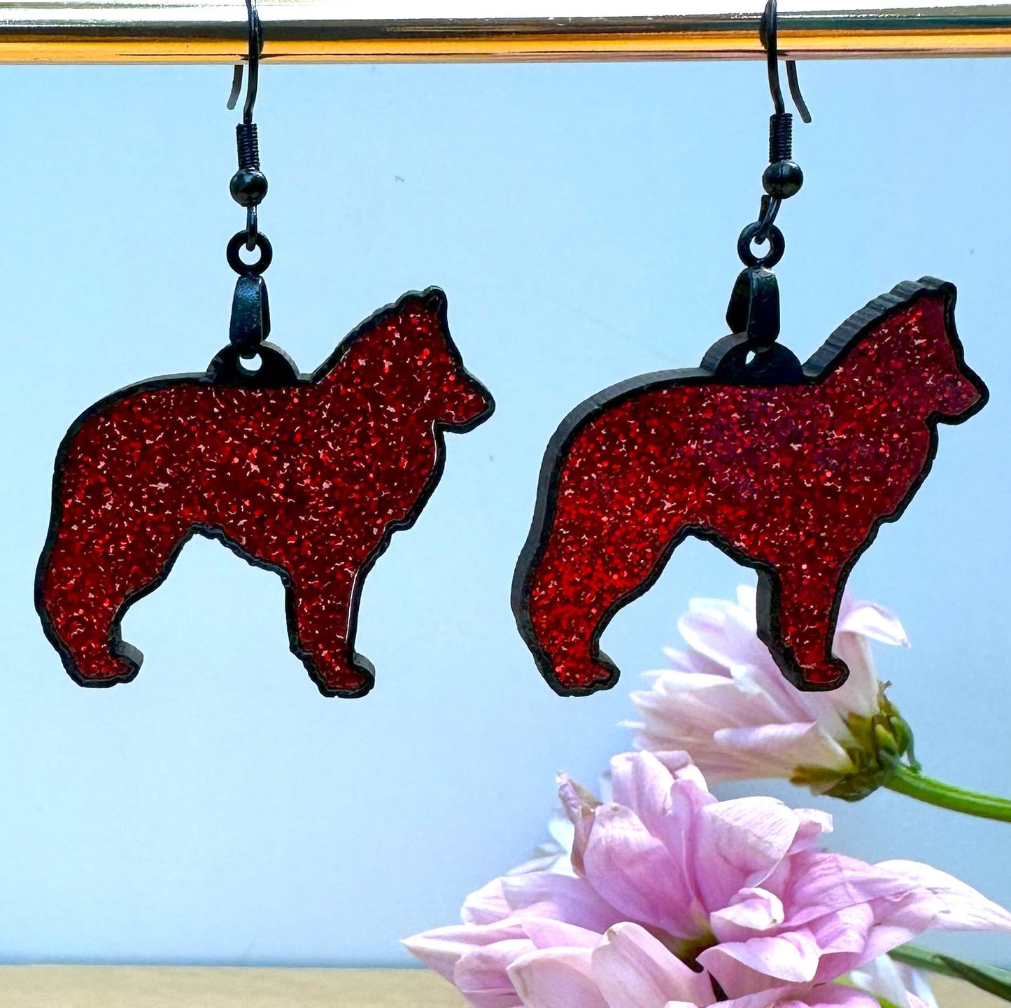 Belgian Shepherd Acrylic Inlay Dangle Earrings