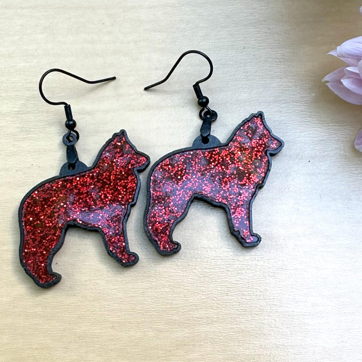 Belgian Shepherd Acrylic Inlay Dangle Earrings