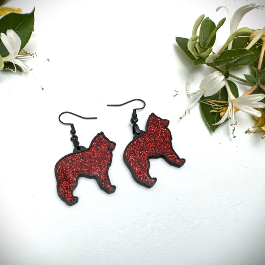 Belgian Shepherd Acrylic Inlay Dangle Earrings