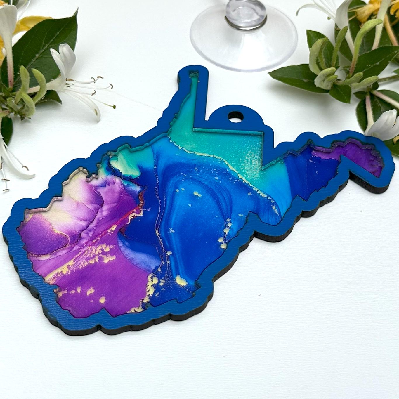 Acrylic Inlay West Virginia Suncatcher, WV Lover Gift