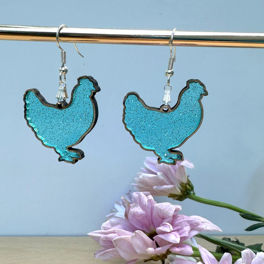 Chicken Mama Acrylic Inlay Earrings