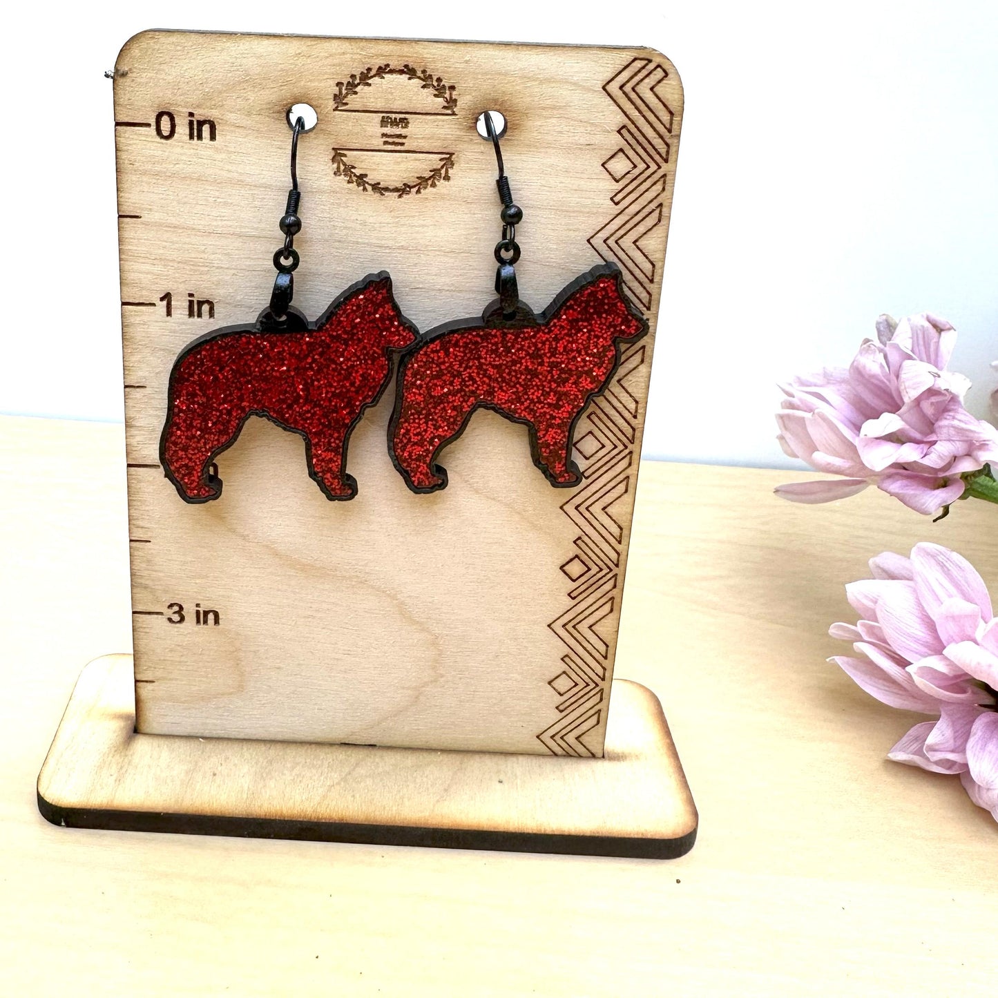 Belgian Shepherd Acrylic Inlay Dangle Earrings