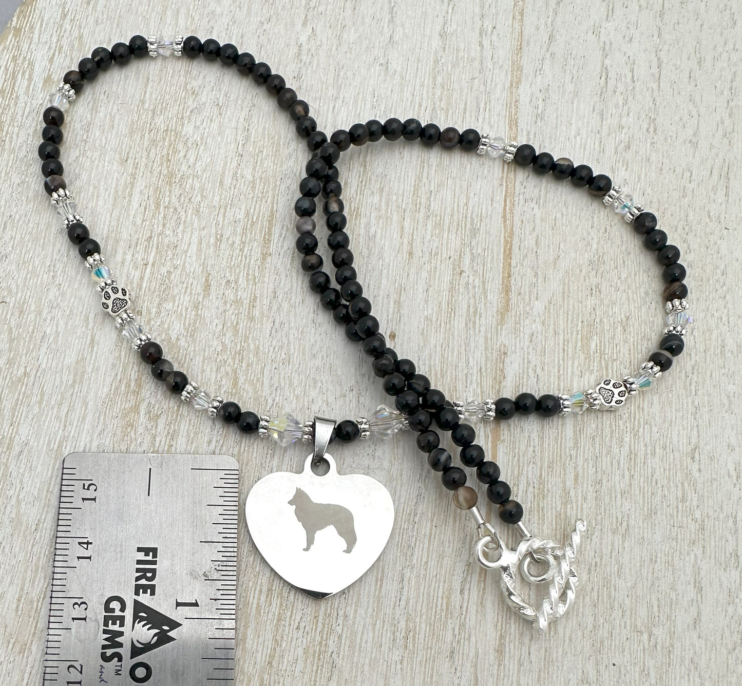 Handmade Belgian Sheepdog Necklace, 20"