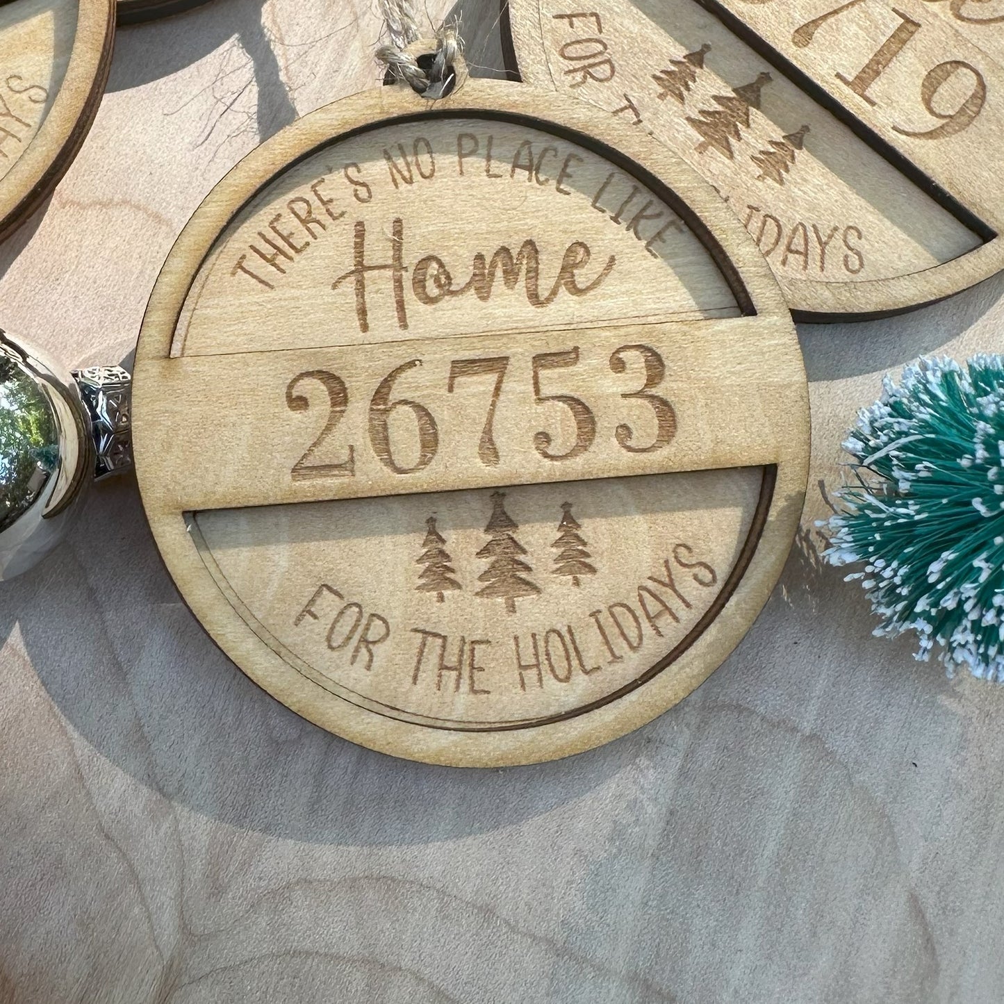 Personalized Engraved Rustic Zip Code Ornament