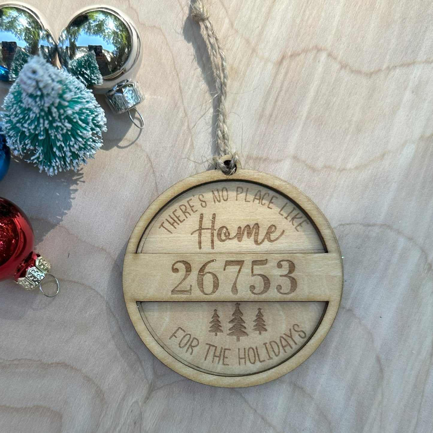 Personalized Engraved Rustic Zip Code Ornament
