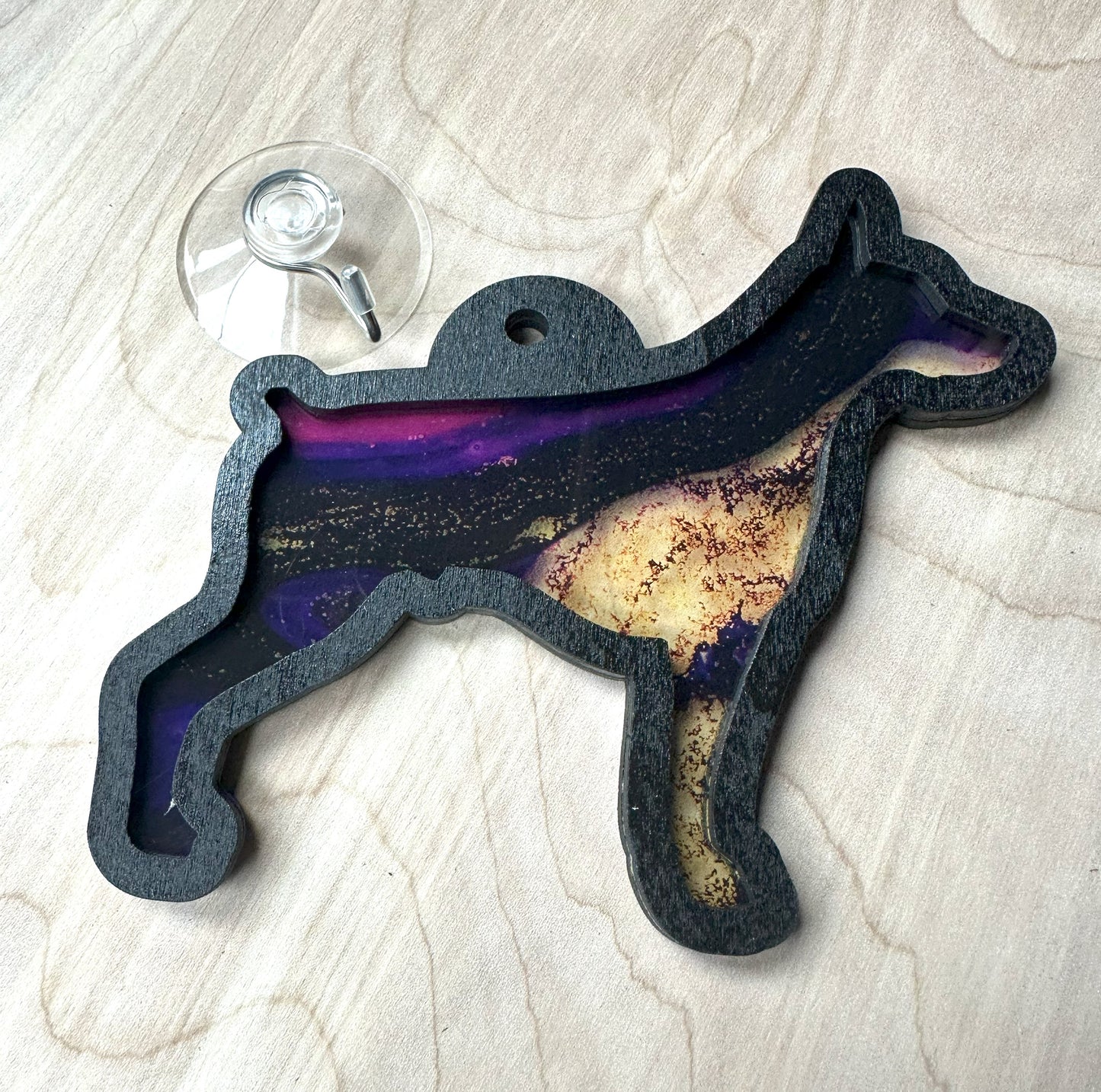 Doberman Pinscher Sun Catcher, Gold Rush Acrylic, Window Decoration