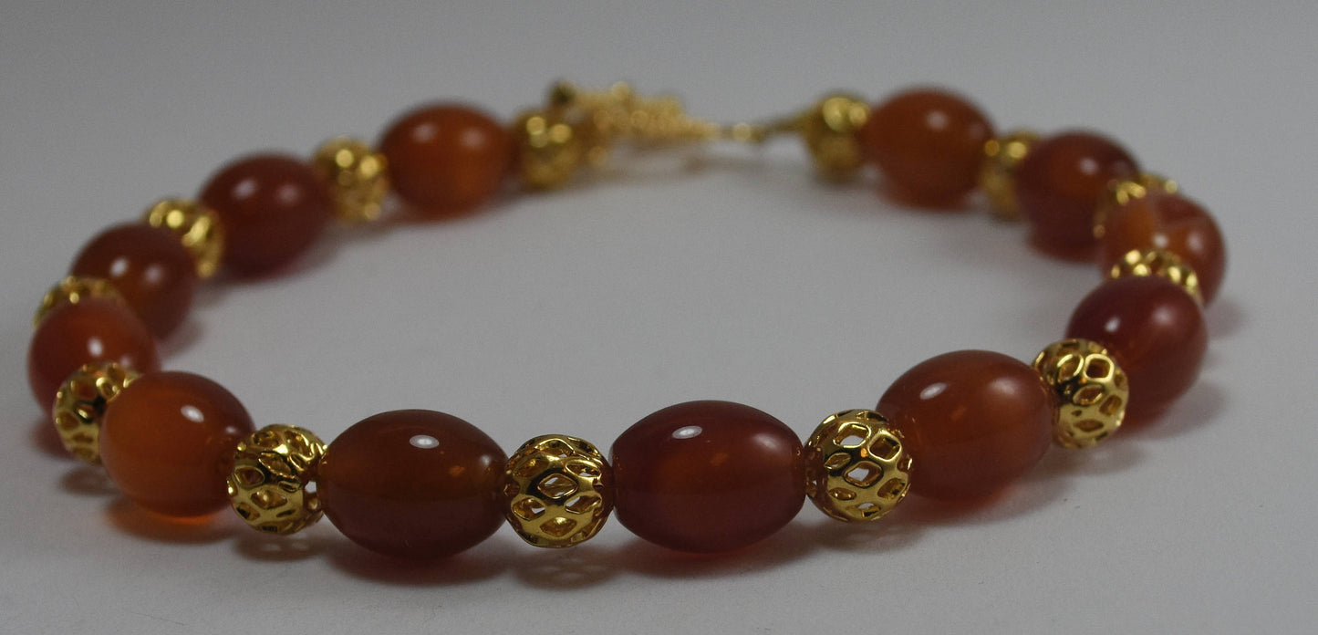 Carnelian and Filigree Bead Bracelet