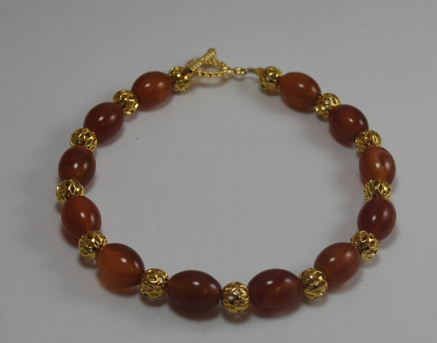 Carnelian and Filigree Bead Bracelet