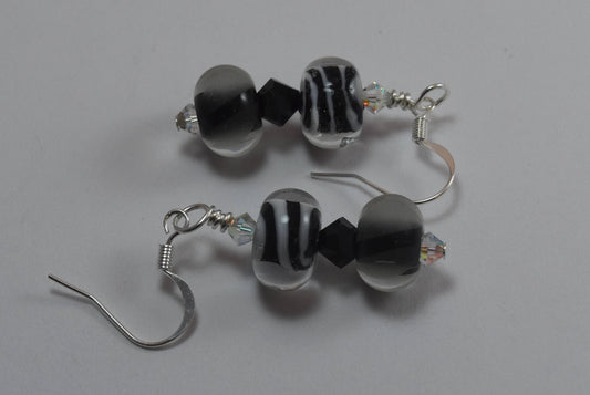 Black and White Lampworked Bead Earrings