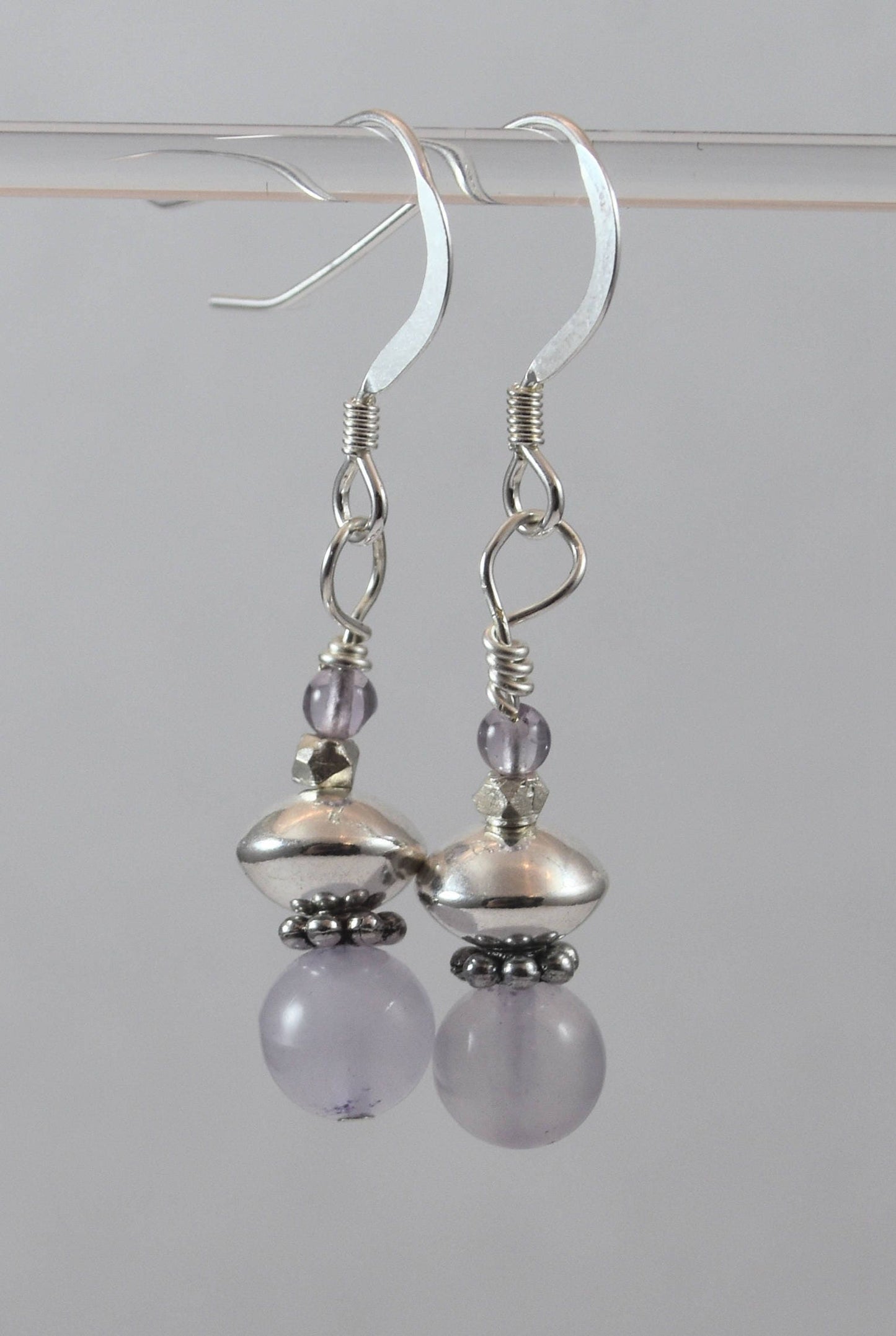 Sterling Silver Amethyst Drop Earrings