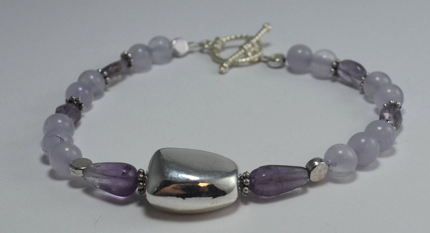 Amethyst and Sterling Silver Nugget Bracelet