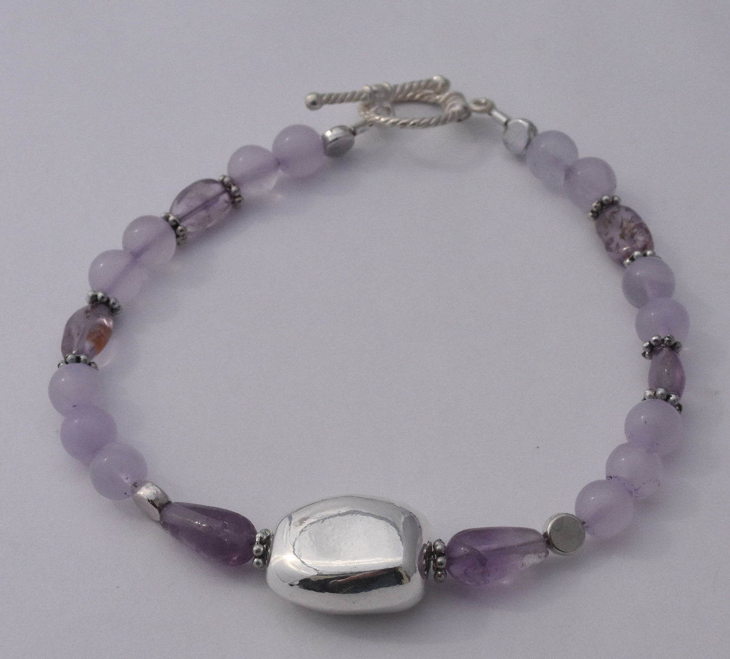 Amethyst and Sterling Silver Nugget Bracelet
