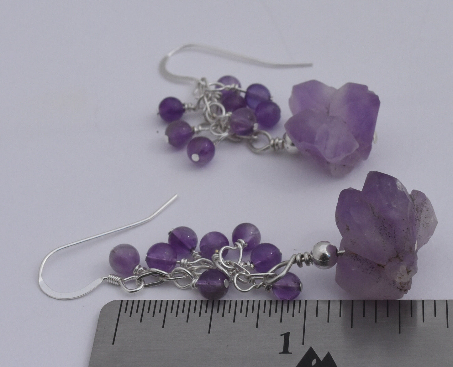 Raw Amethyst and Sterling Silver Dangle Earrings