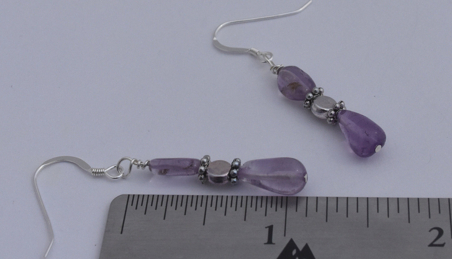 Amethyst and Sterling Silver Drop Earrings