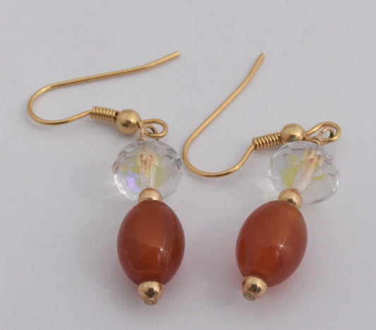 Carnelian Gold Plated Earrings