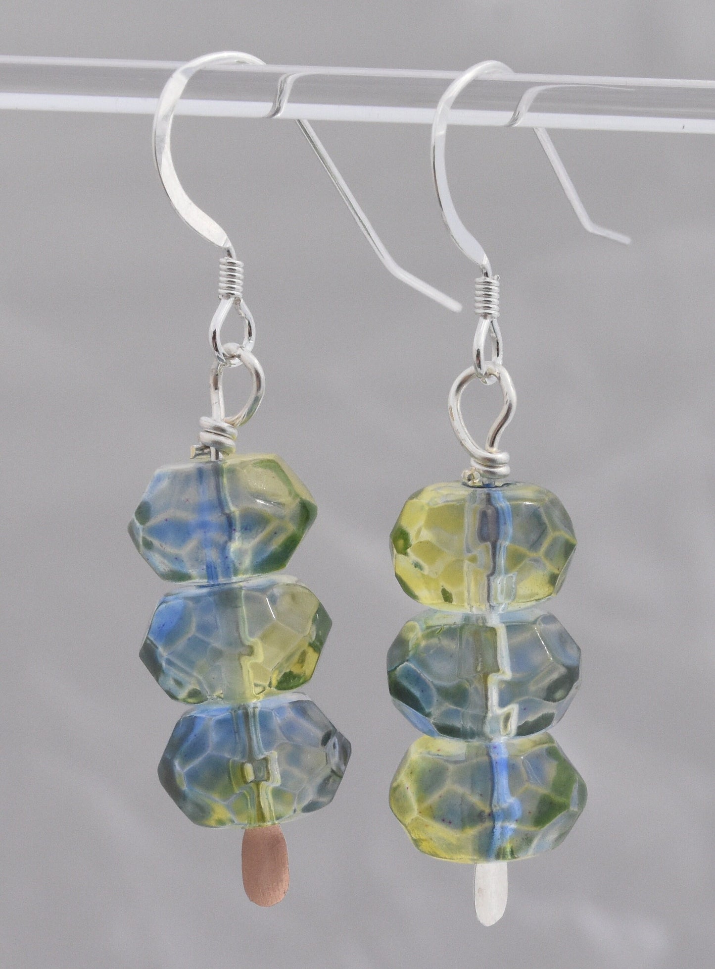 Blue and Green Glass Earrings