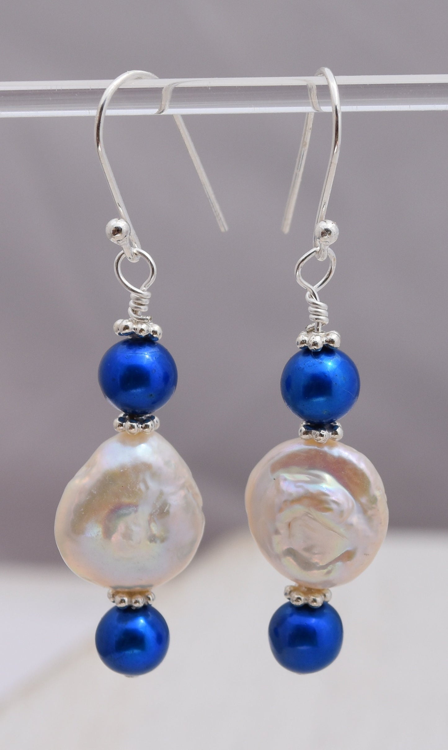 Blue Freshwater Pearl Earrings