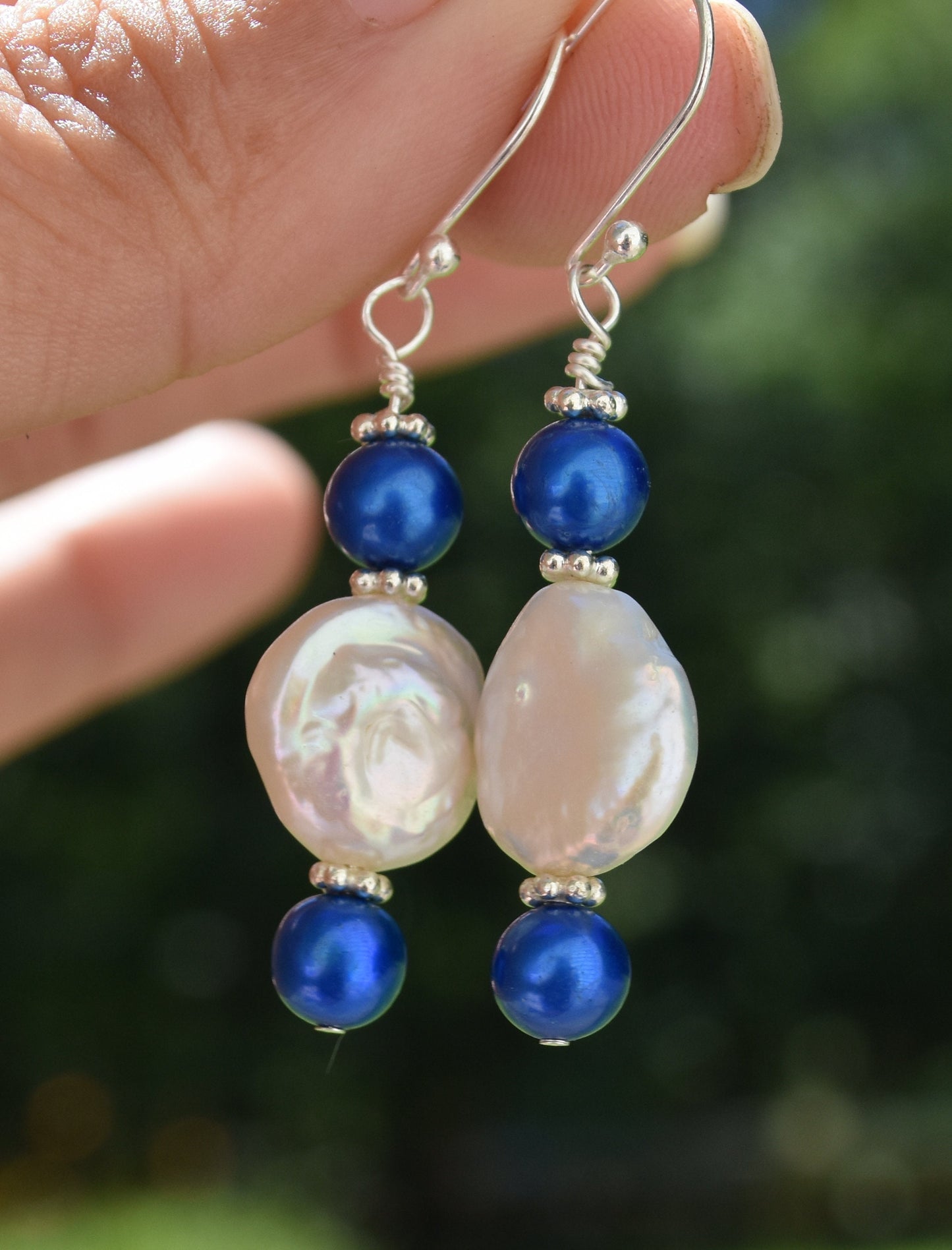 Blue Freshwater Pearl Earrings