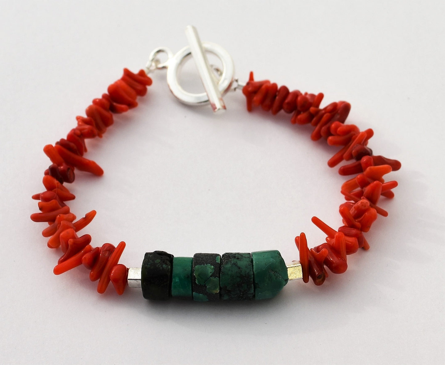 Turquoise and Stick Coral Bracelet