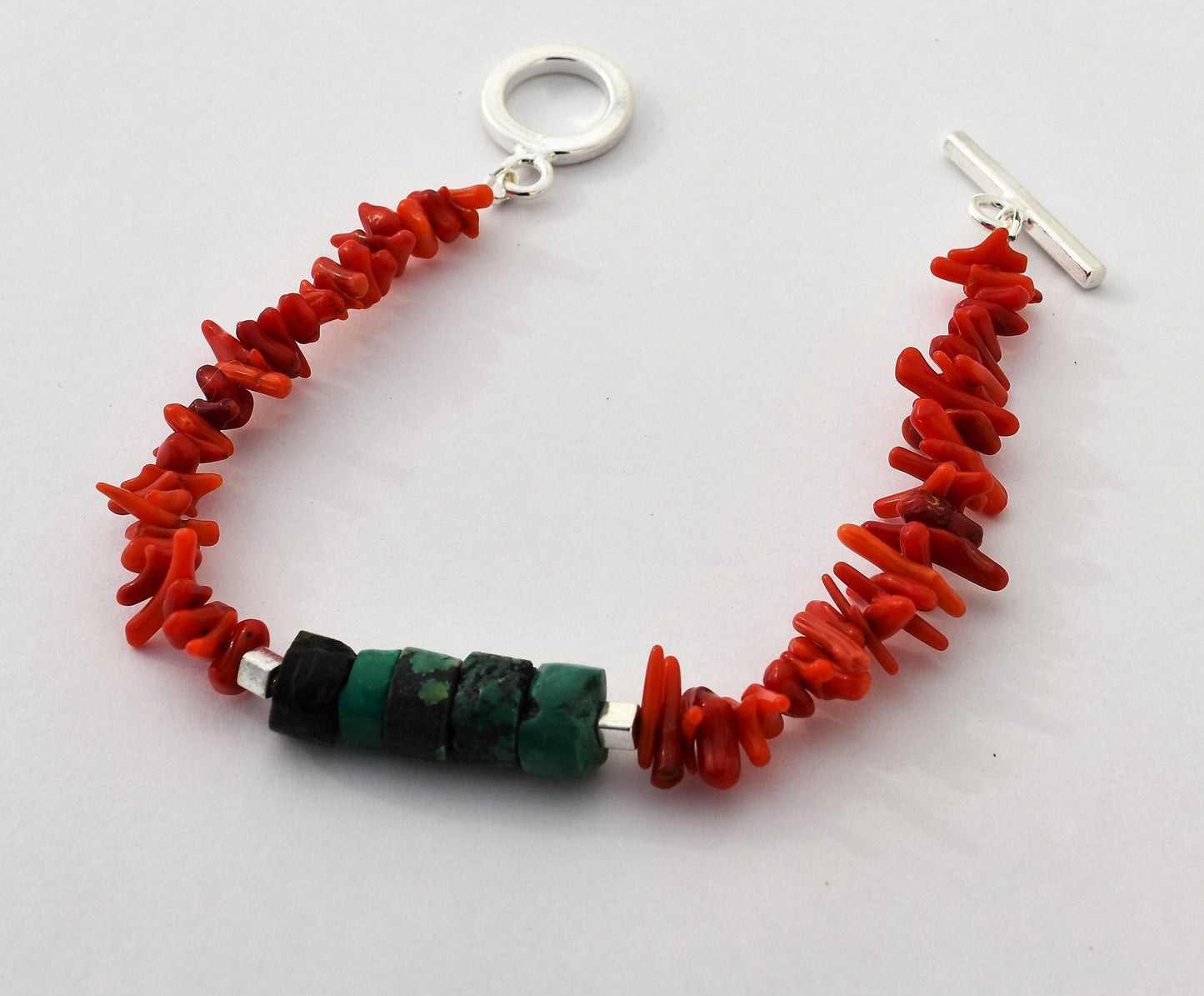 Turquoise and Stick Coral Bracelet