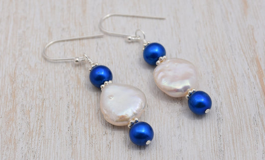 Blue Freshwater Pearl Earrings