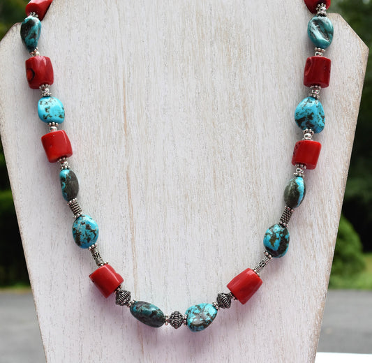 Turquoise and Coral Necklace