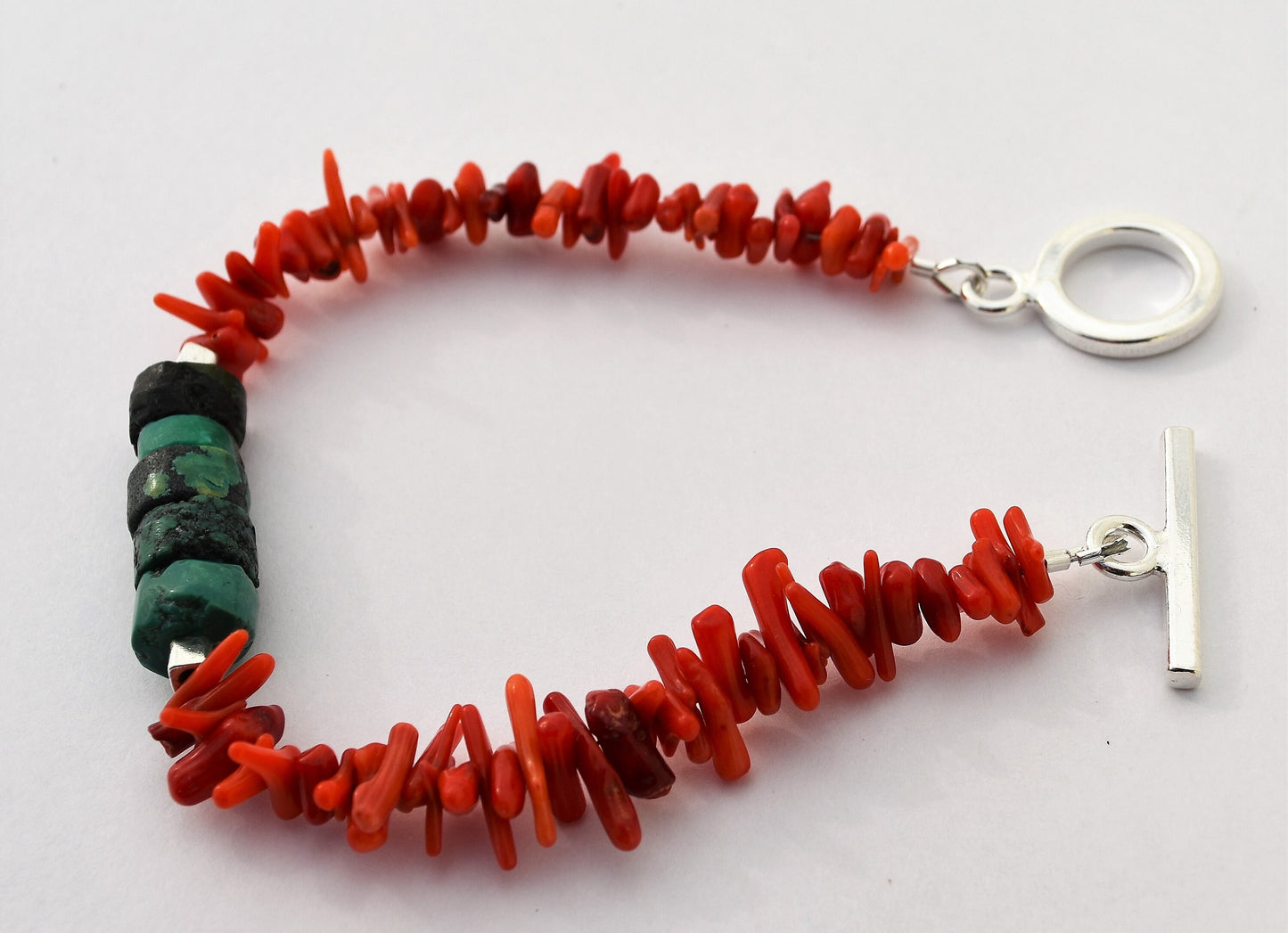 Turquoise and Stick Coral Bracelet