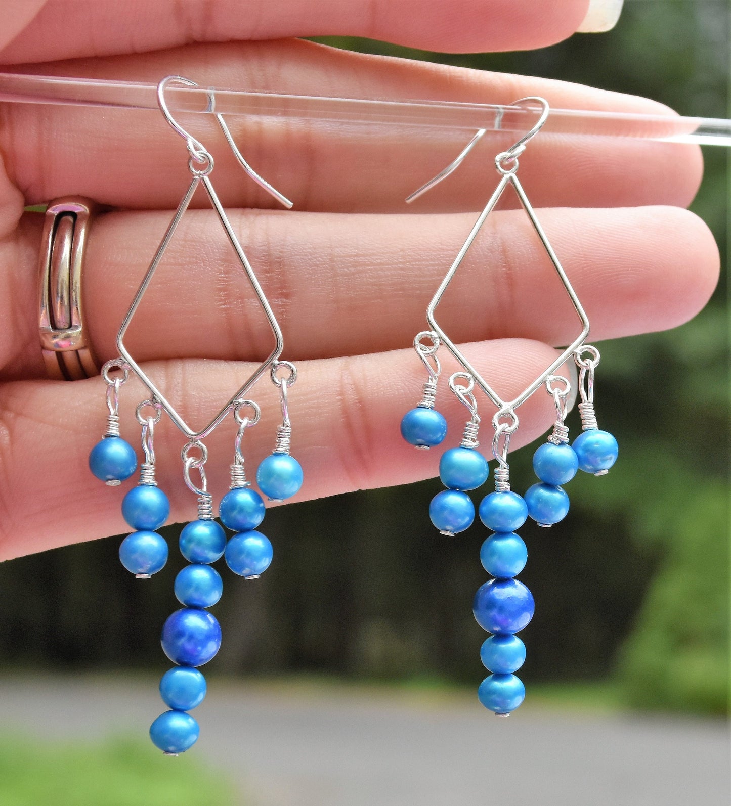 Pearl Sterling Silver Chandelier Earrings