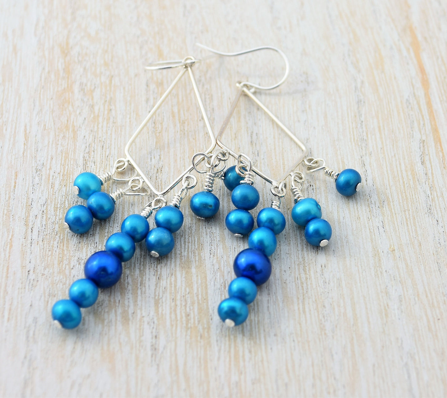 Pearl Sterling Silver Chandelier Earrings