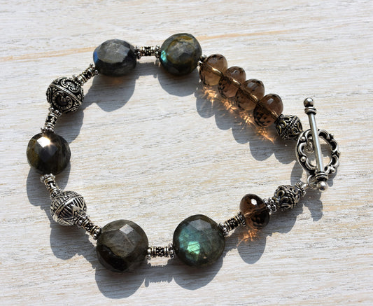 Labradorite and Smokey Topaz Bracelet