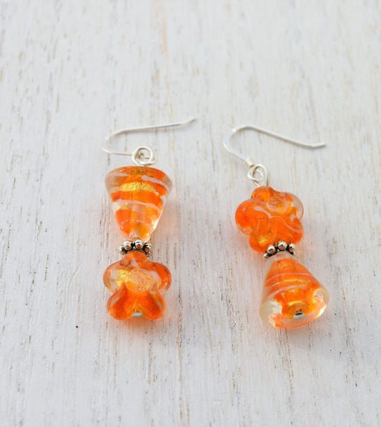 Geometric Orange Glass Earrings