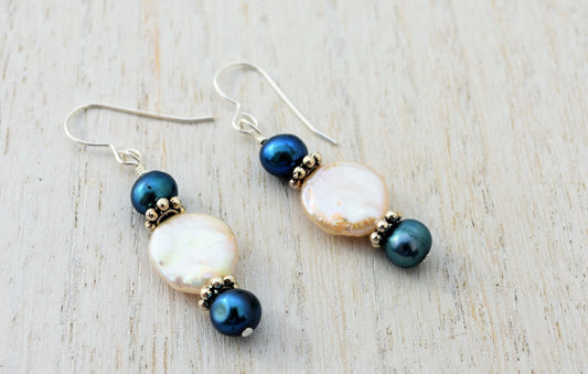Mountain Blue Freshwater Pearl Earrings