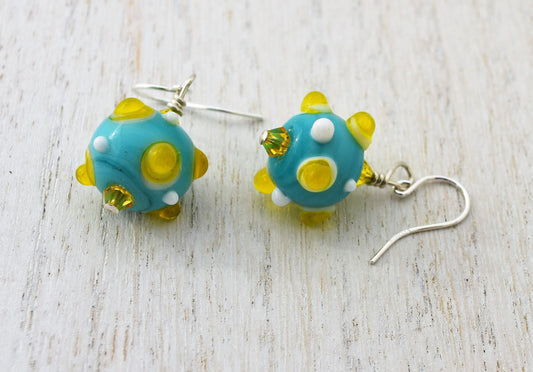Turquoise Lampwork Bead Earrings