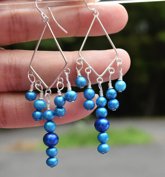 Pearl Sterling Silver Chandelier Earrings