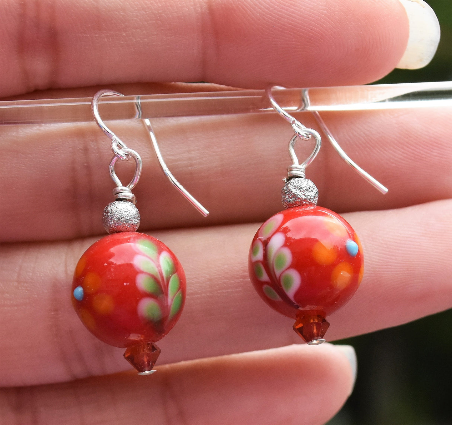 Red Lampwork Earrings