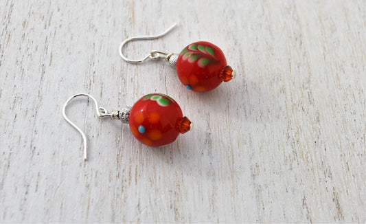 Red Lampwork Earrings