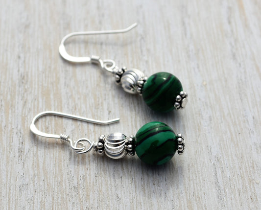 Malachite Sterling Silver Dangle Earrings