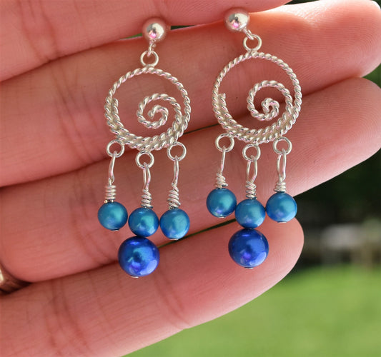 Ocean Wave Pearl Earrings